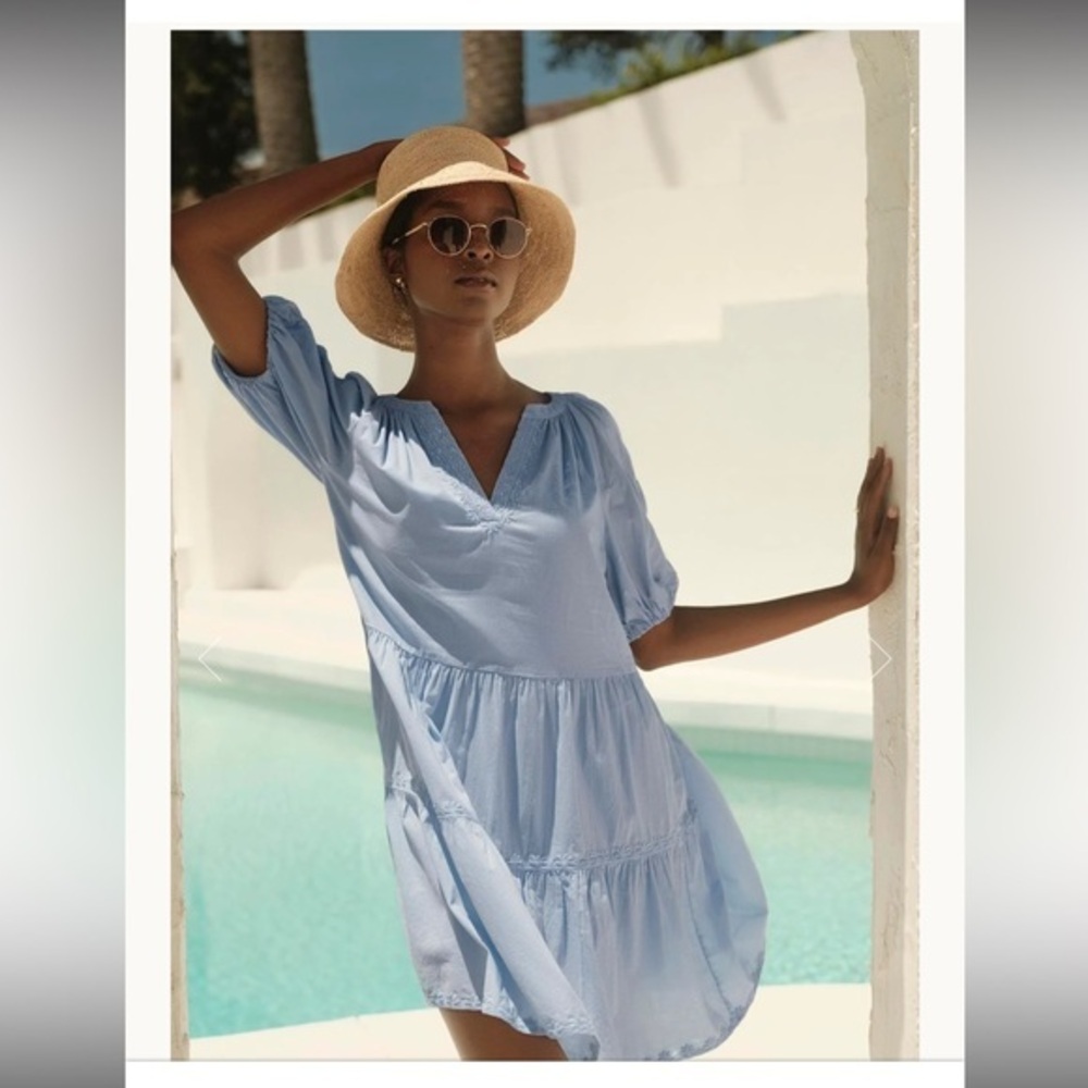 NWT  VELVET BY GRAHAM & SPENCER  embroidered cotton  boho dress in chambray